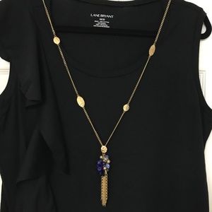 Fashion Jewelry Blue & Gold Bead Necklace